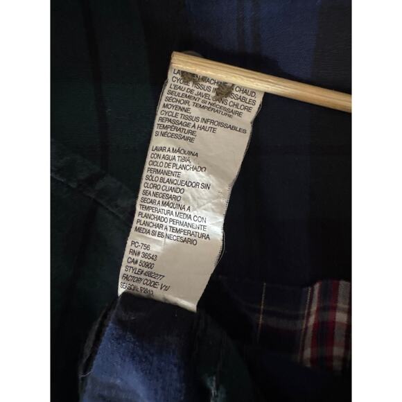 Izod Plaid Mixed Patchwork Button Down Fun Shirt Men Medium Green Blue Tartan - Picture 6 of 8